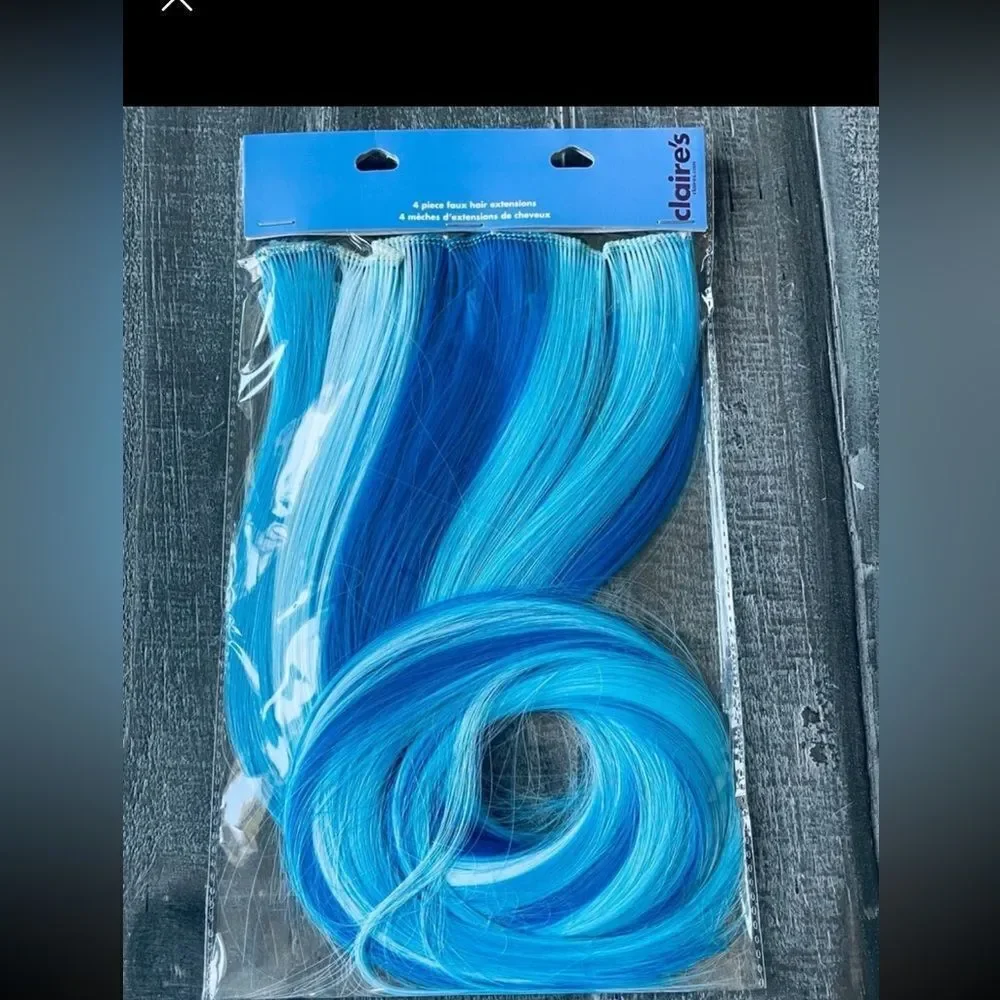 Blue Ombre Highlight Claire’s Hair Extensions Set